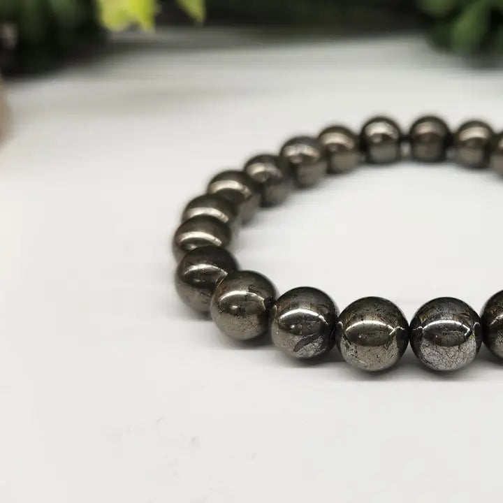 Pyrite Stretchable Bracelet 8mm Beads | 1 Each