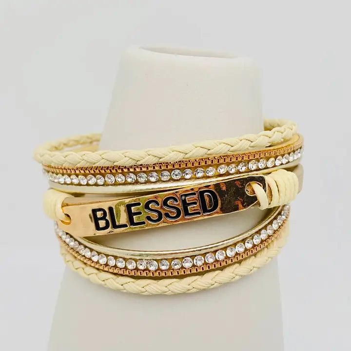 Blessed Multi-Layer Leather Bracelet Magnetic Buckle Bangle