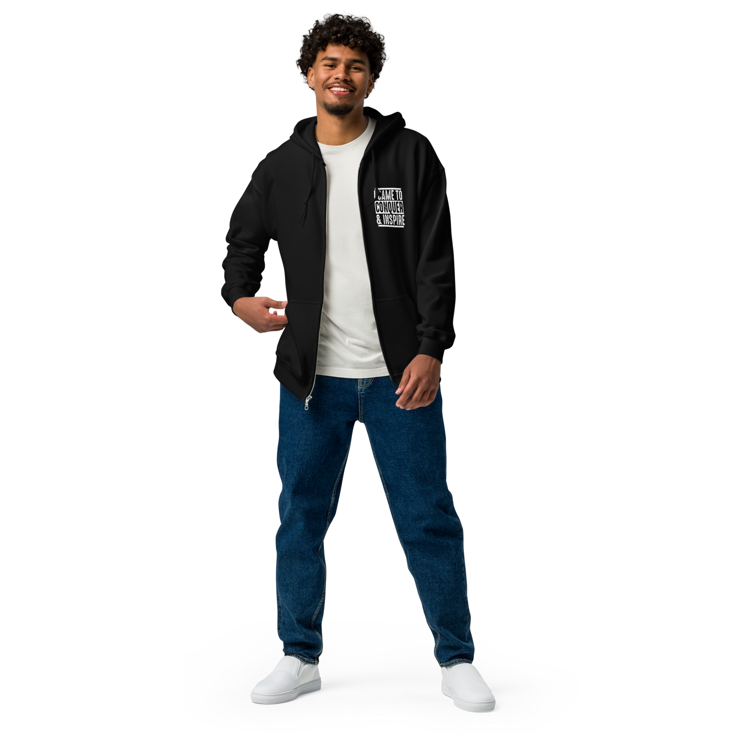 I Came To Conquer & Inspire Zip-up Hoodie | HQ