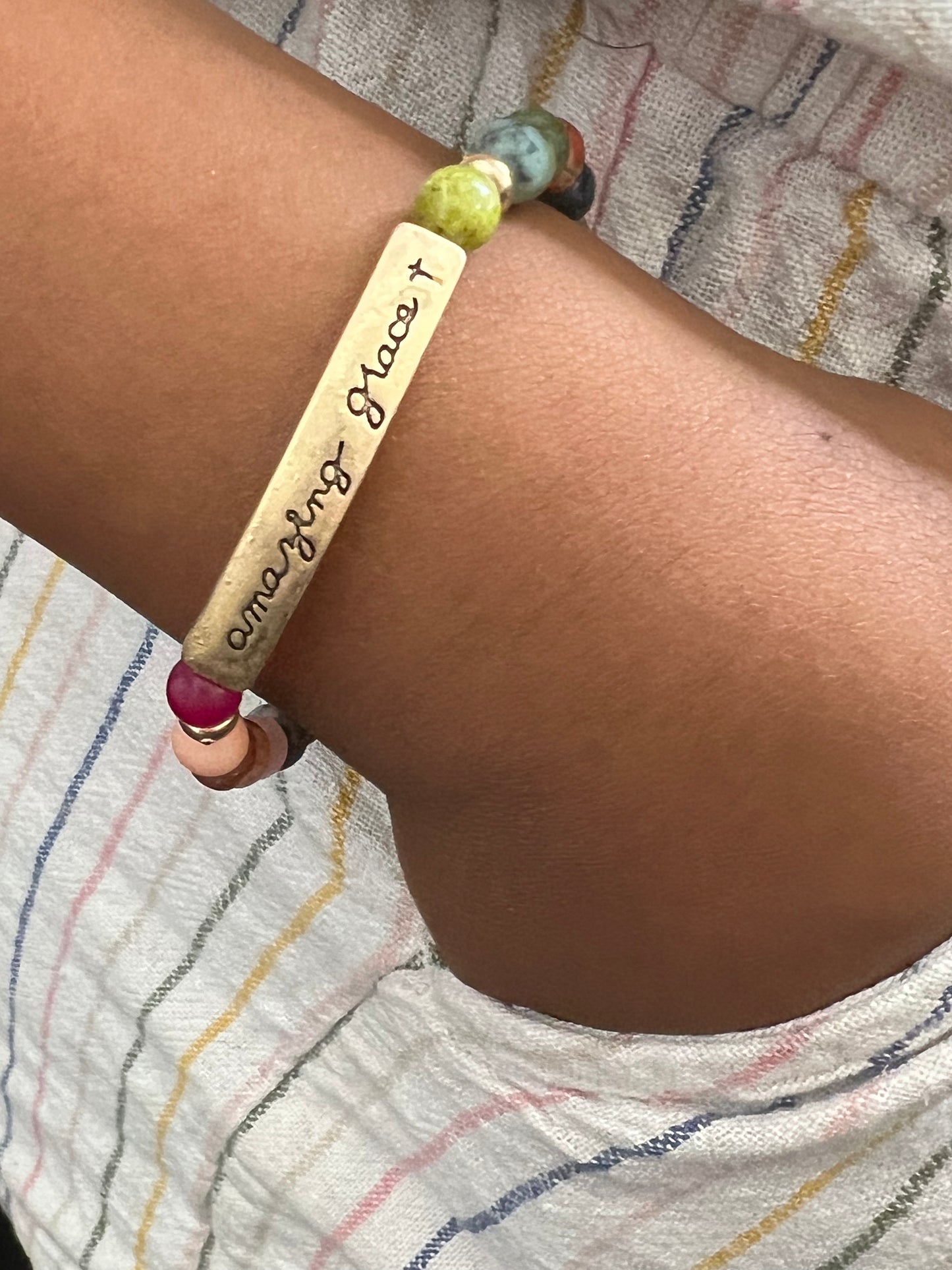 Amazing Grace Charm Beads Stretch Bracelet
