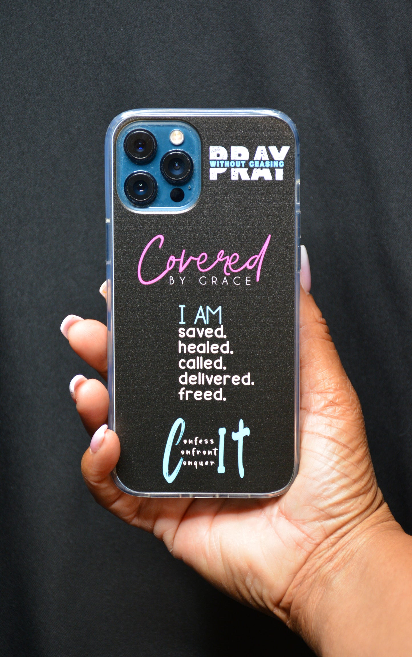 Faith Inspired Collage iPhone Case | Blue