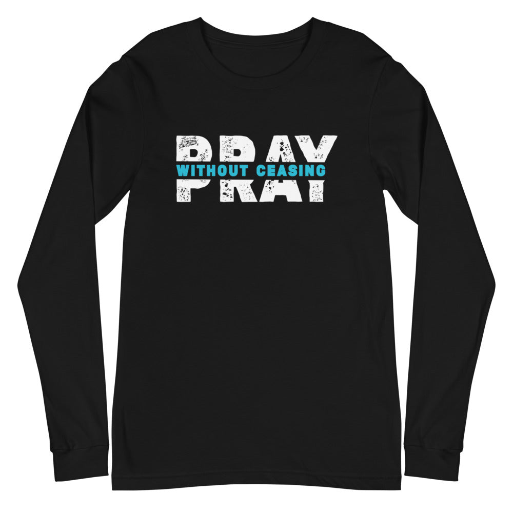 Pray Without Ceasing Long Sleeve Tee (Blue)