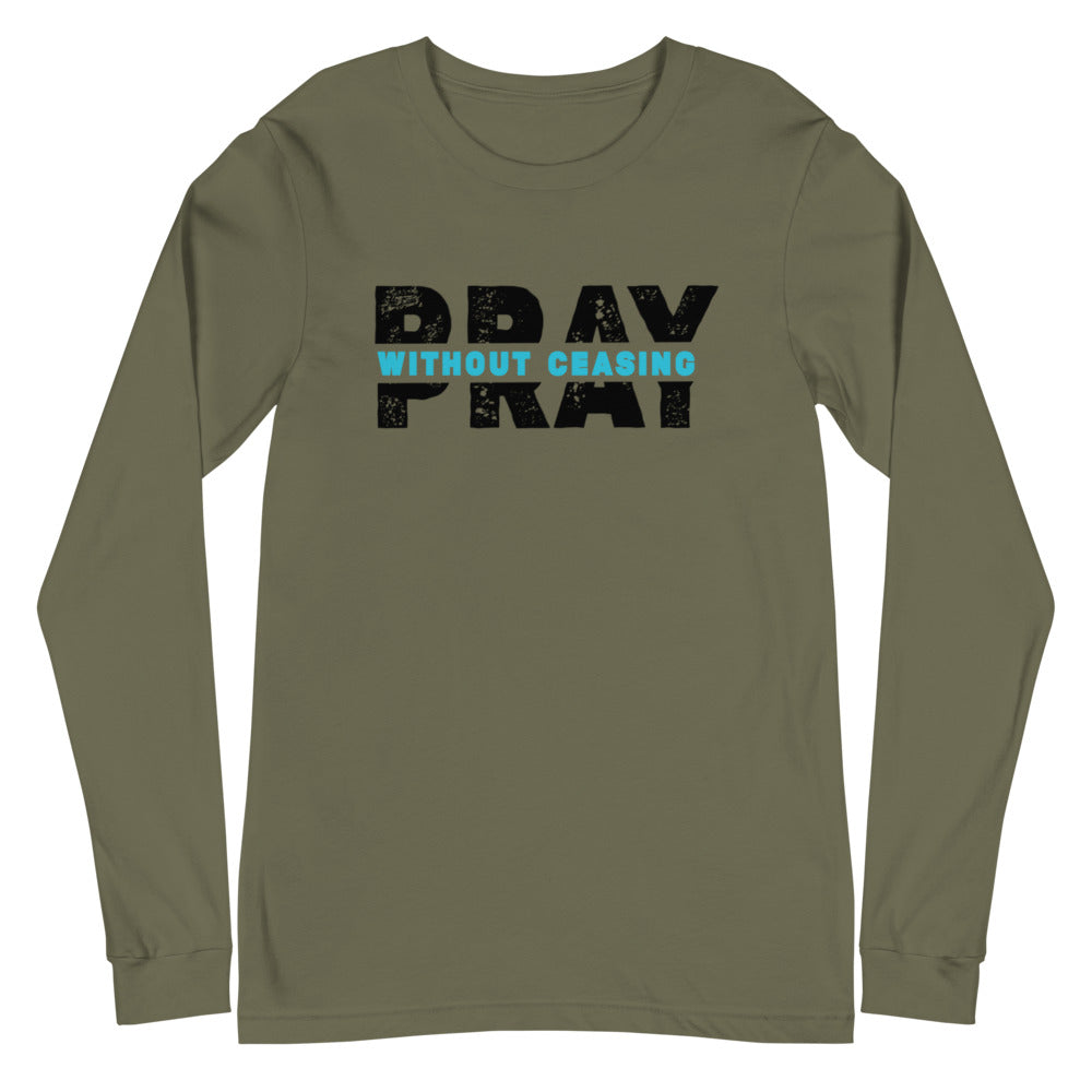 Pray Without Ceasing Long Sleeve Tee (Blue)