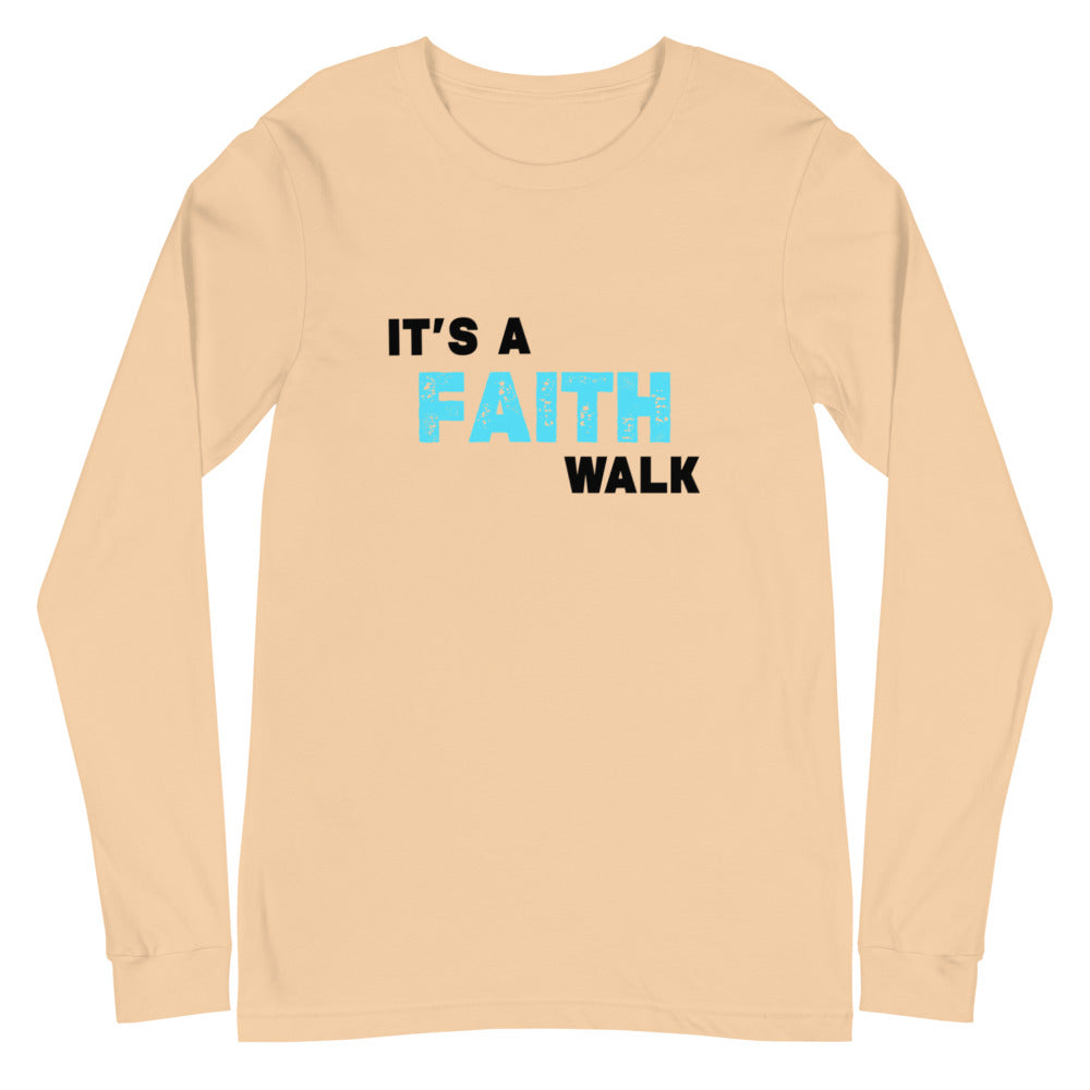It's A Faith Walk Long Sleeve Tee Blue - Colors