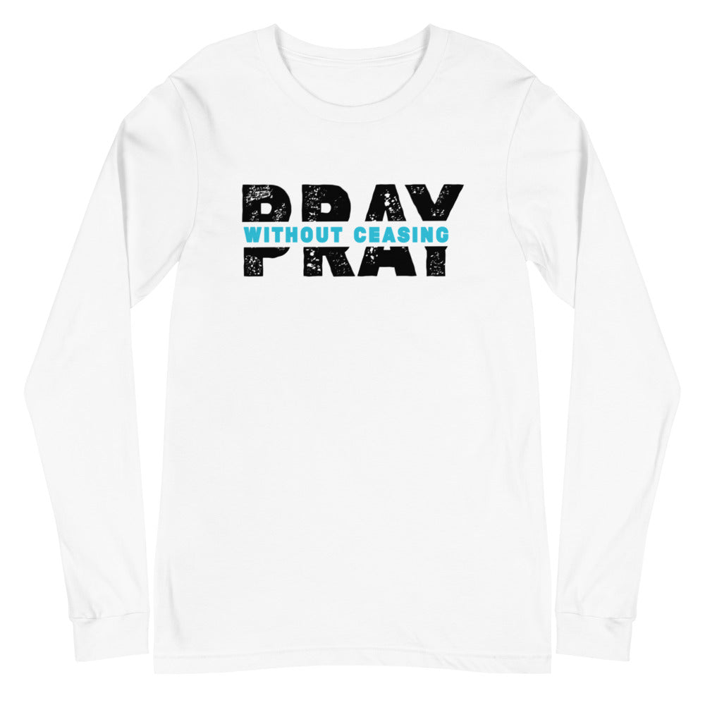 Pray Without Ceasing Long Sleeve Tee (Blue)