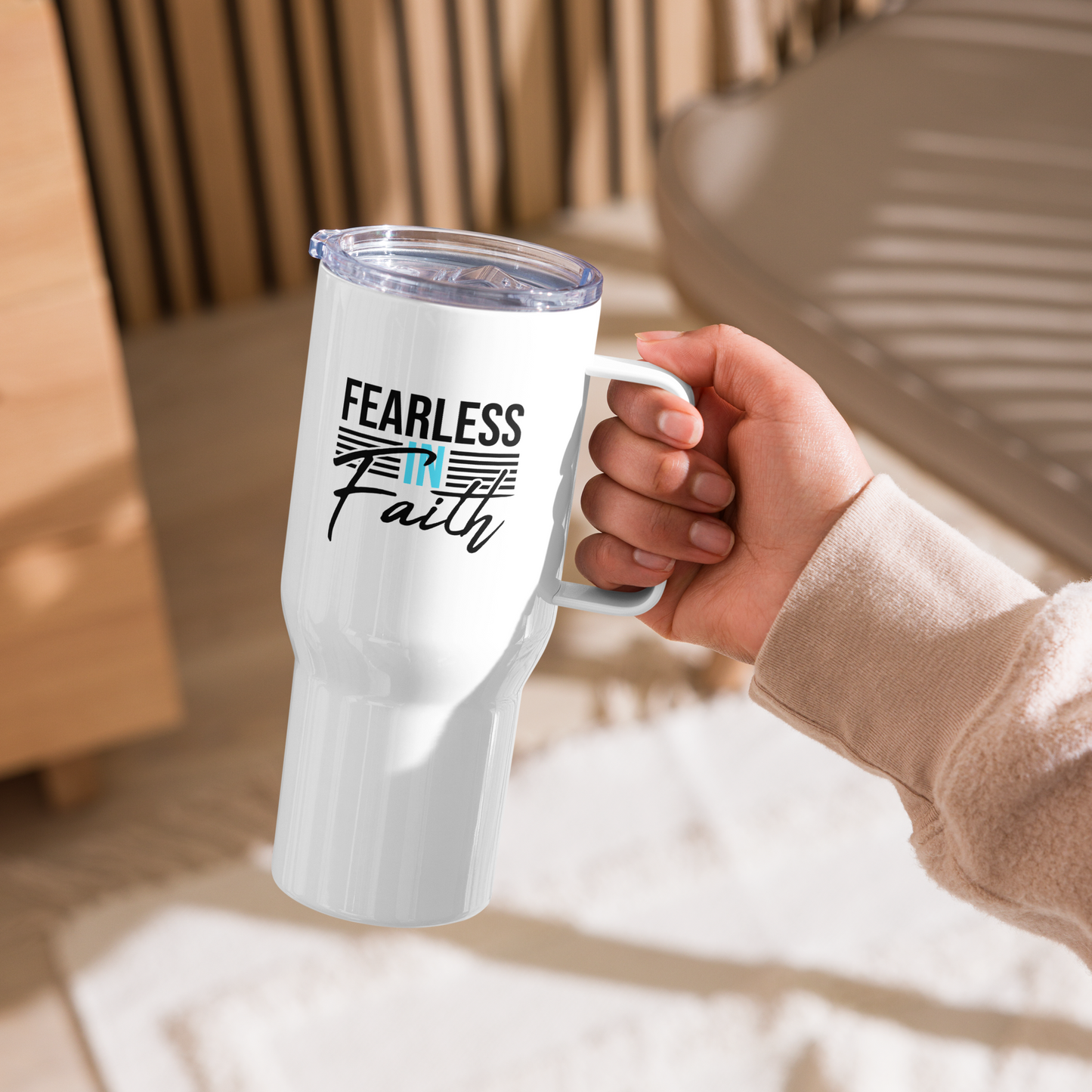 Fearless in Faith Travel Mug (Blue)