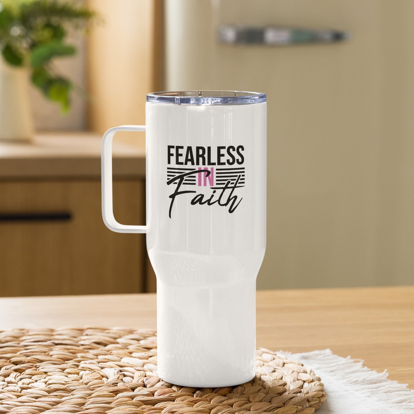 Fearless in Faith Travel Mug (Pink)