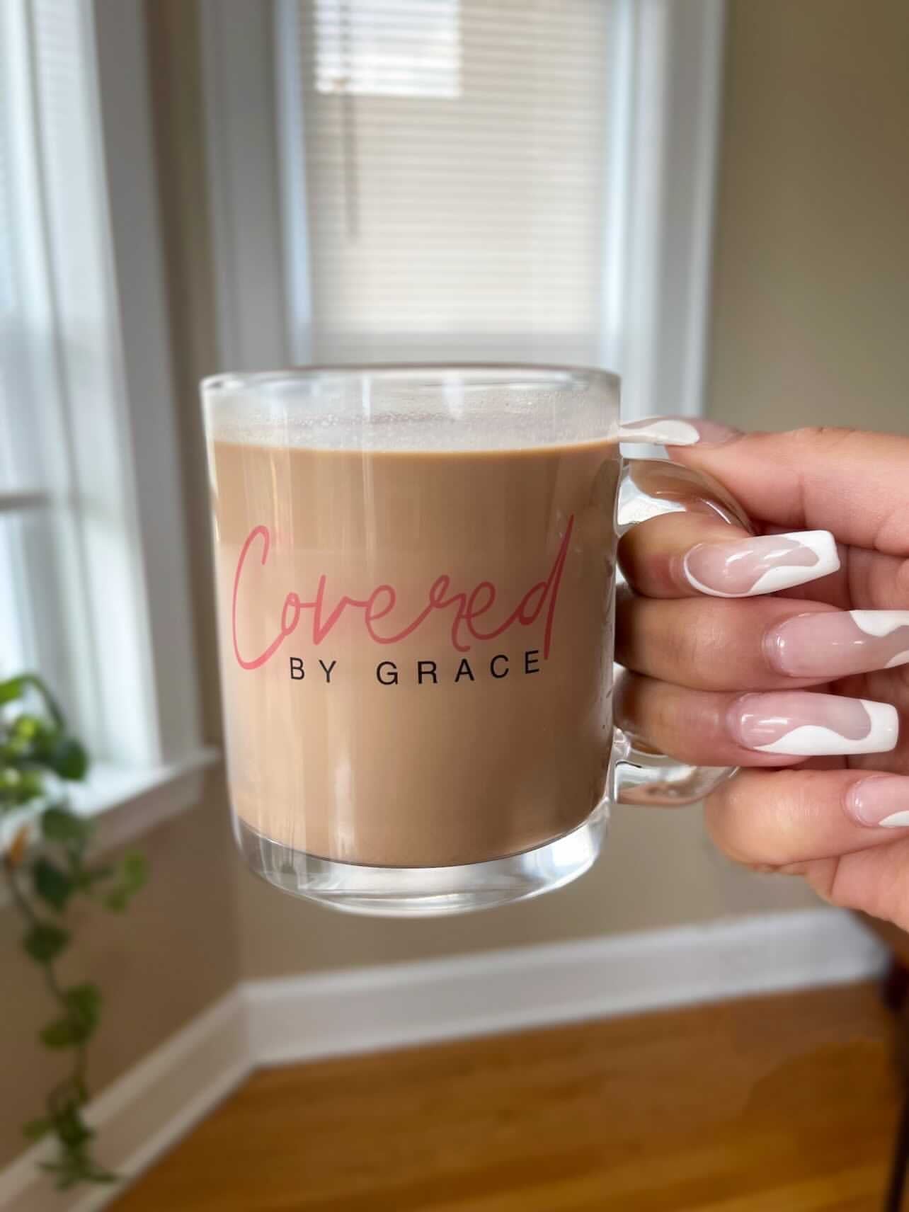 Covered By Grace Clear Glass Mug
