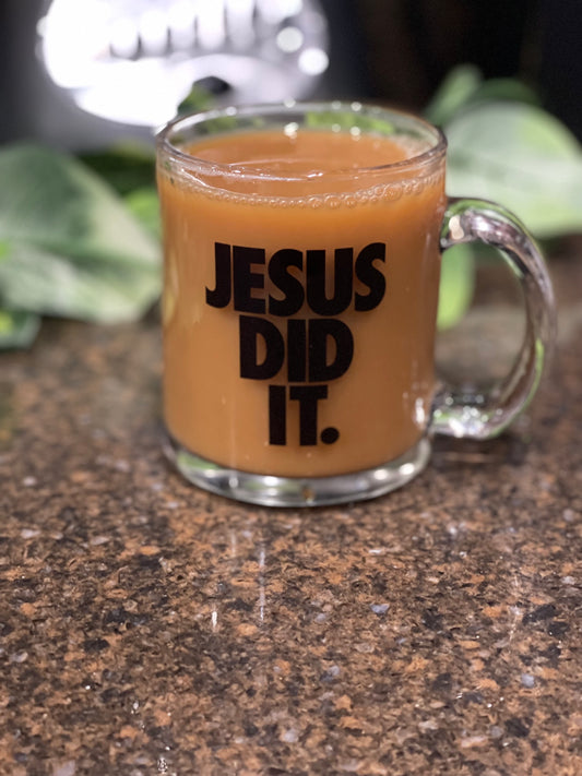 Jesus Did It Clear Glass Mug