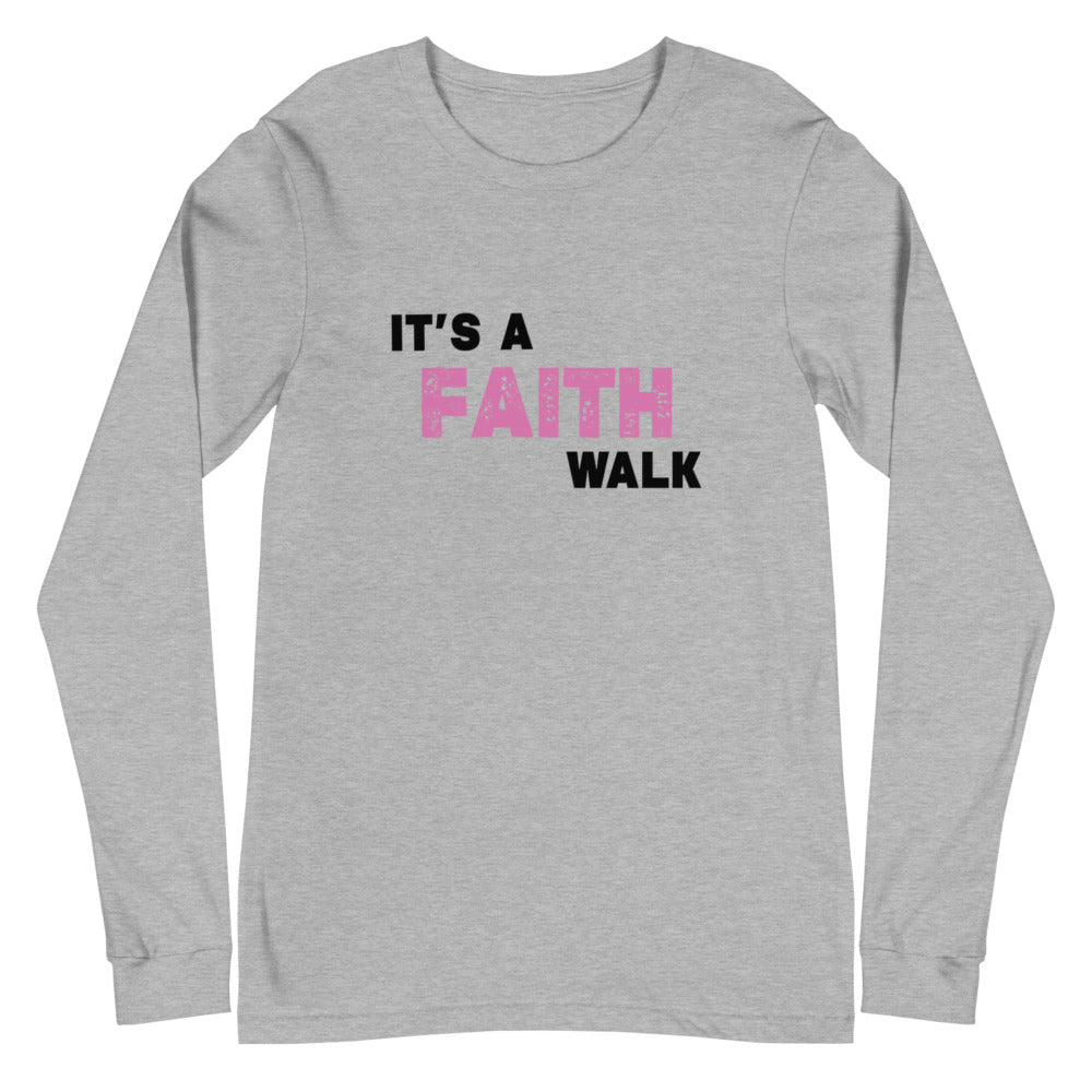 It's A Faith Walk Long Sleeve Tee Pink - Colors