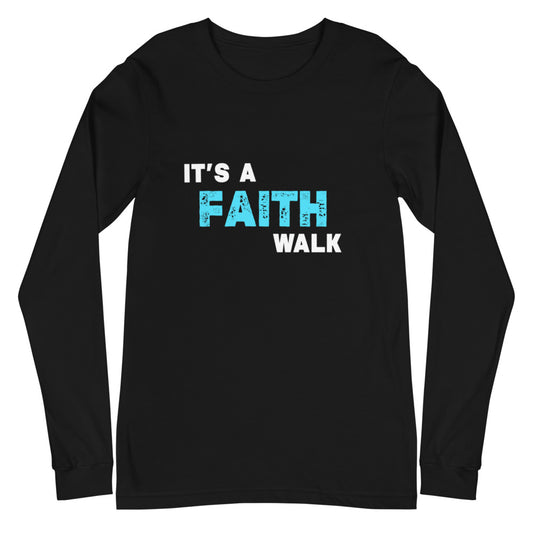 It's A Faith Walk Long Sleeve Tee (Blue)
