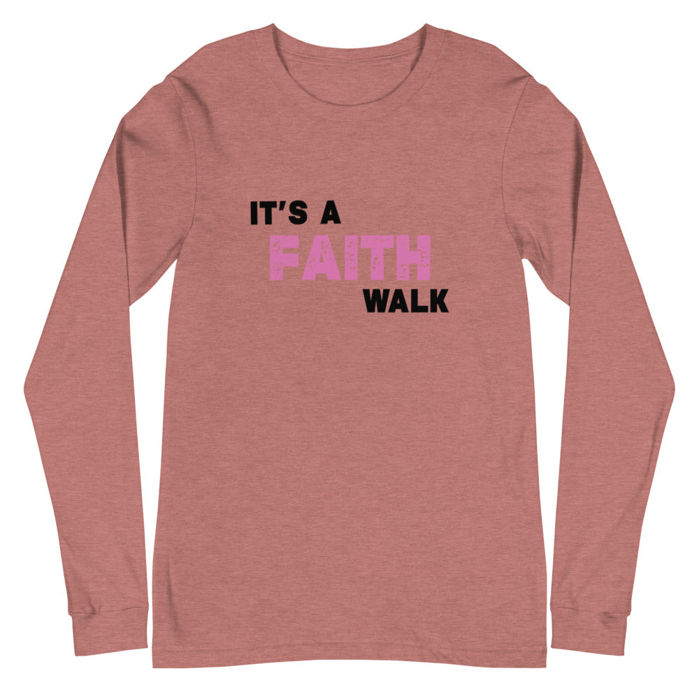 It's A Faith Walk Long Sleeve Tee Pink - Colors