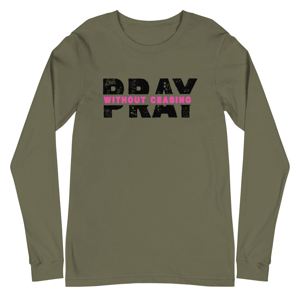 Pray Without Ceasing Long Sleeve Tee (Pink)