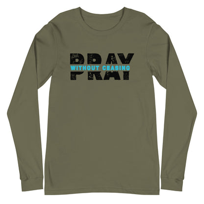 Pray Without Ceasing Long Sleeve Tee (Blue)