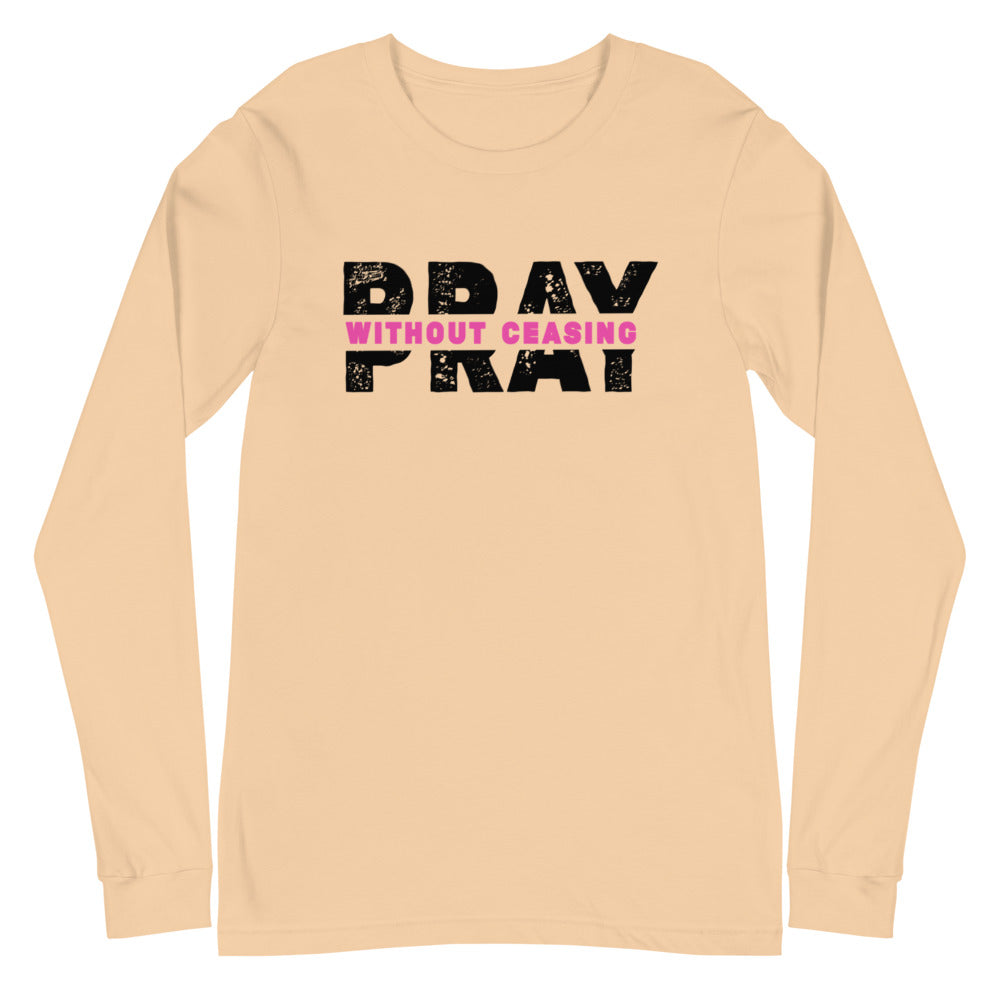 Pray Without Ceasing Long Sleeve Tee (Pink)