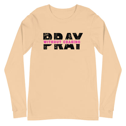 Pray Without Ceasing Long Sleeve Tee (Pink)