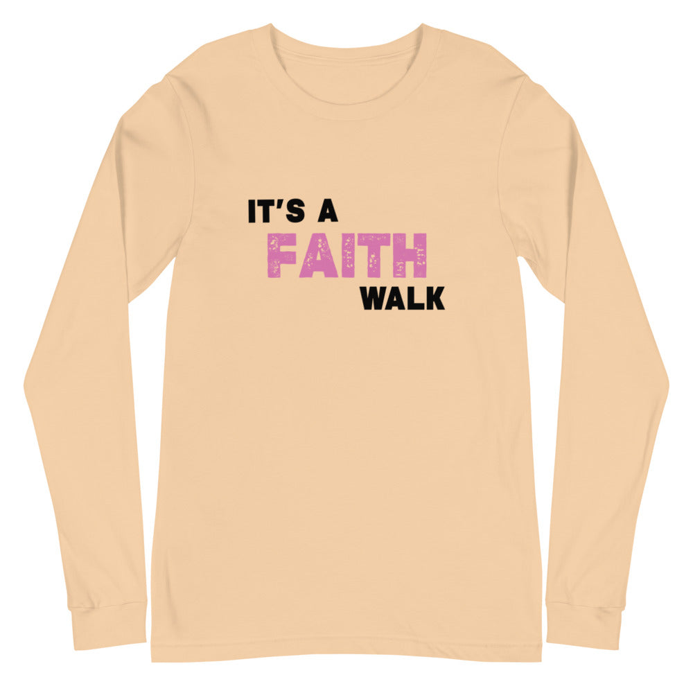 It's A Faith Walk Long Sleeve Tee Pink - Colors