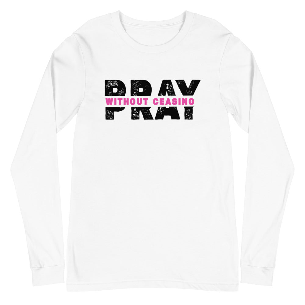 Pray Without Ceasing Long Sleeve Tee (Pink)