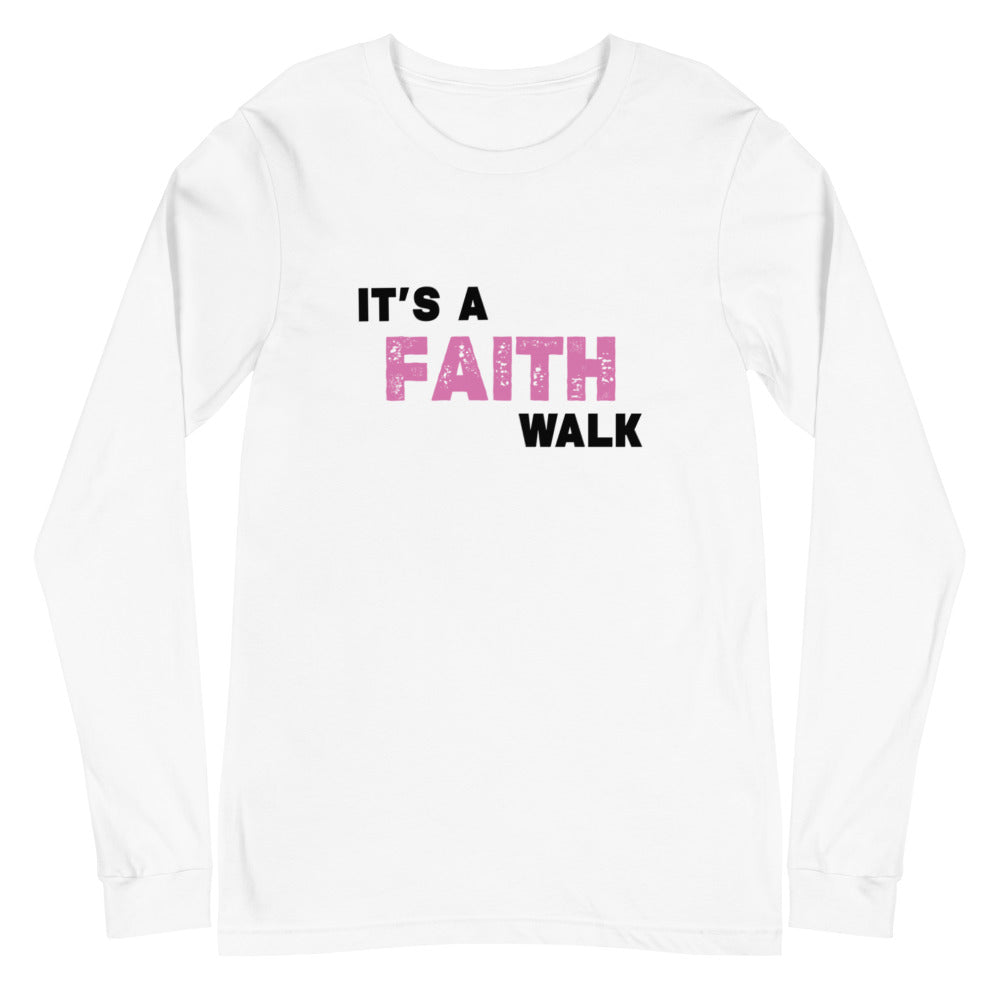 It's A Faith Walk Long Sleeve Tee Pink - Colors